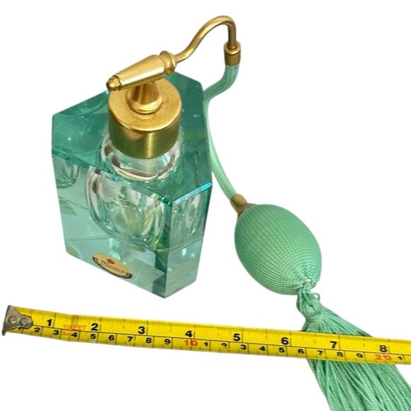 Moser Czechoslovakia Antique Art Deco Large Perfume Bottle Atomizer 1920s Blue - Picture 12 of 13